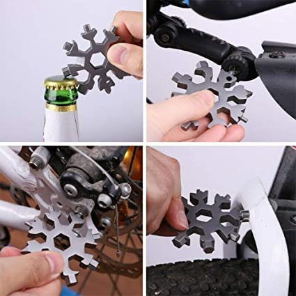 18=1 Snowflakes Multifunction EDC Screwdriver Portable Keychain Bottle Opener – stainless steel